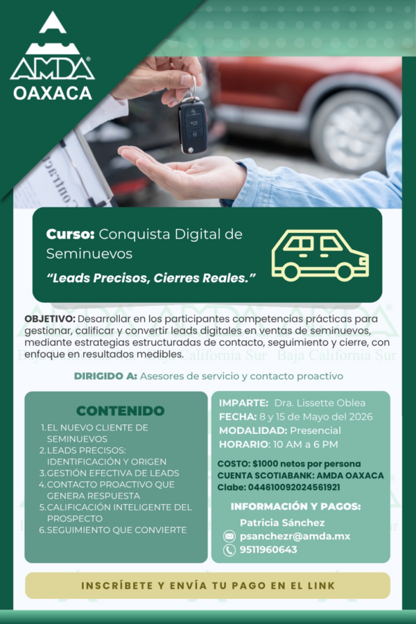 flayer-curso Conquista Digital Curso: Conquista Digital de Seminuevos – Leads precisos. Cierres reales.